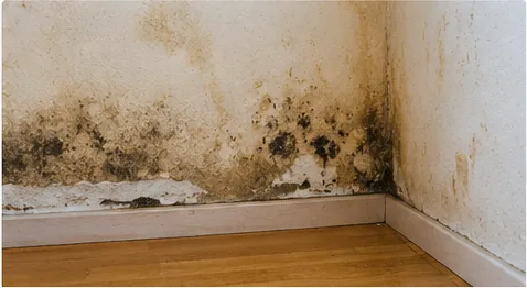 Humedad y moho en una pared como ejemplo de patología por filtración